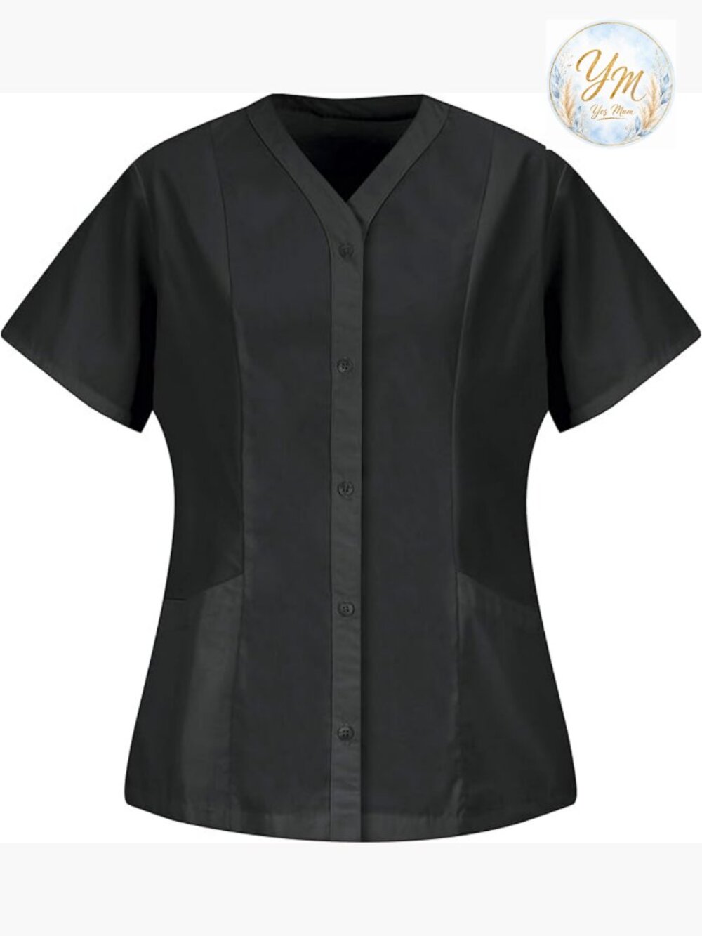Women's Easy Wear Tunic with Princess Seam Short Sleeve Work Shirt